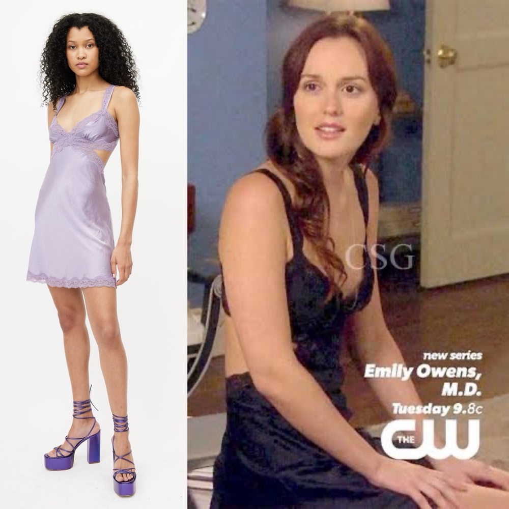 STELLA MCCARTNEY x GOSSIP GIRL Silk Lace Trim Peekaboo Lilac Lavender Slip Dress
